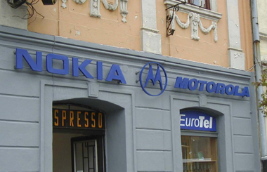 Nokia motorola 3D nápis Košice Dominikánske nám.